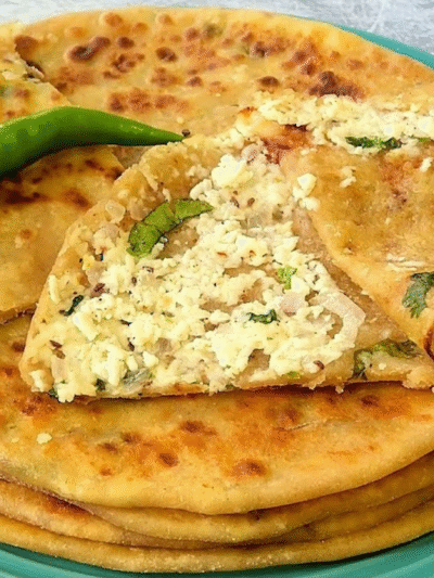 Paneer Stuffed Paratha With Curd