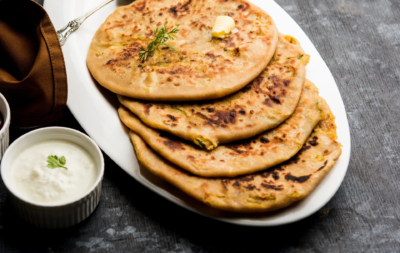 Whole Wheat Aloo Paratha With Curd